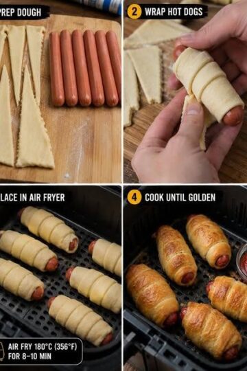 Air Fryer Crescent Wrapped Hot Dogs