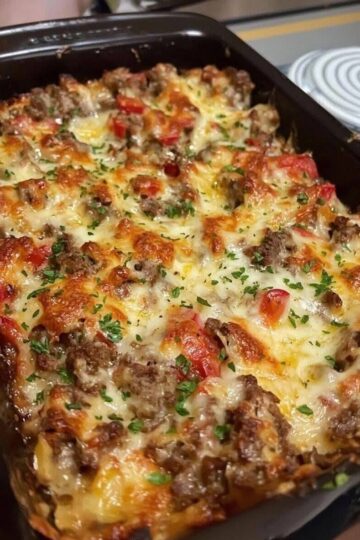 Loaded Philly Cheesesteak Casserole